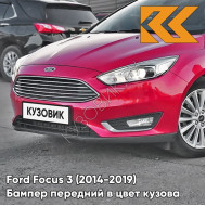 Бампер передний в цвет кузова Ford Focus 3 (2014-2019) рестайлинг 9SSE - CANDY RED - Красный