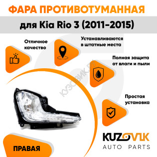 Фара противотуманная правая Kia Rio 3 (2011-2015) KUZOVIK