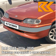 Бампер передний в цвет кузова ВАЗ 2113, 2114, 2115 без птф с полосой 286 - Опатия - Оранжевый