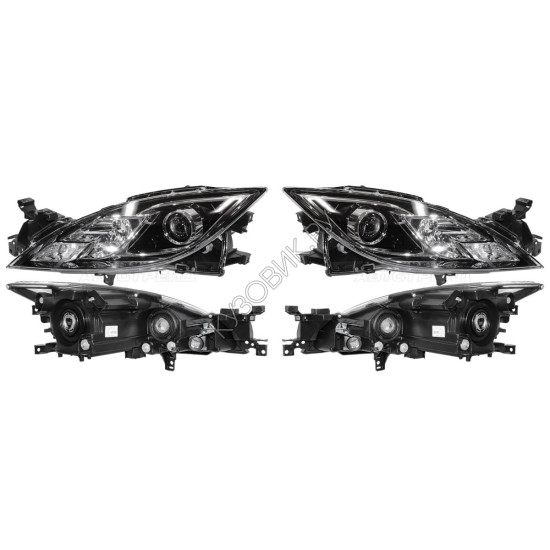 Фары Мазда Мазда 6 Mazda Mazda-6 GH (2008-2012) комплект 2 штуки левая и правая TYC высокое качество